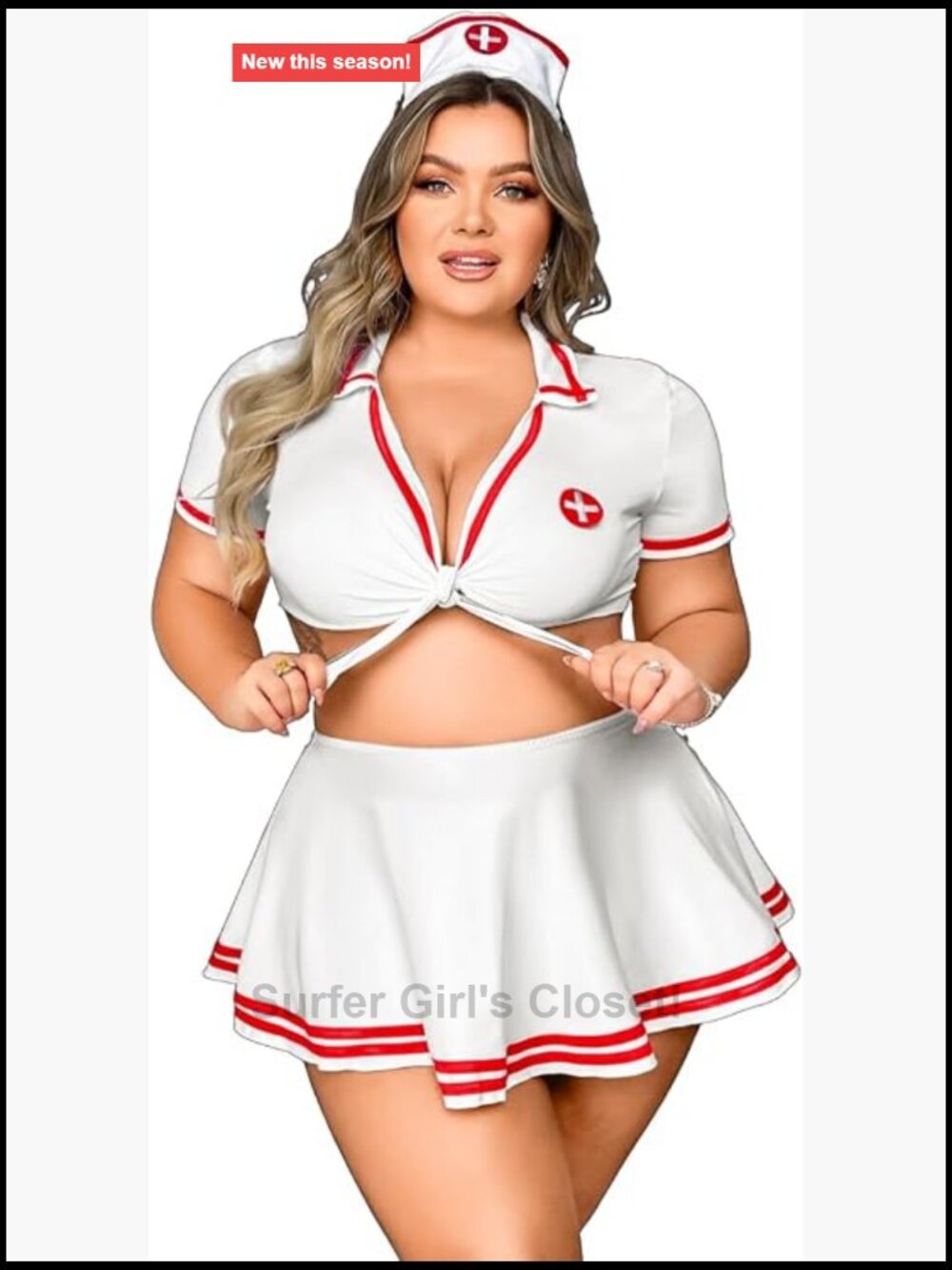 Plus Size Nurse Costume 4 Piece Halloween Cosplay Outfit